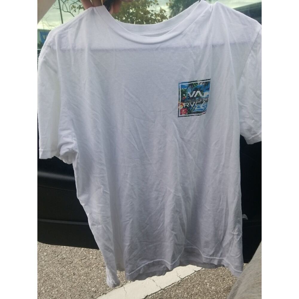 RVCA Shirt Mens Medium White island Short Sleeve Standard Surf Surfing Men